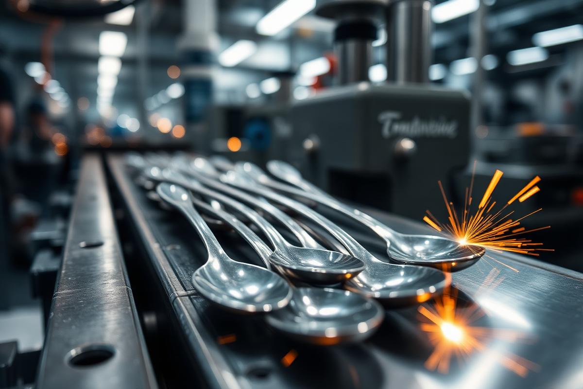 Cutlery on polishing line